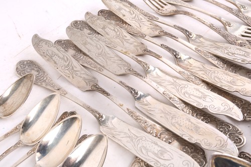 Lot 461 - A loose canteen of German silver flatware,...