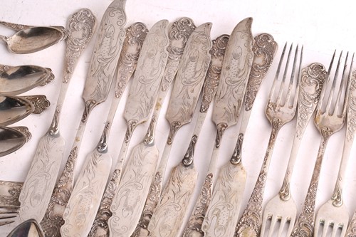 Lot 461 - A loose canteen of German silver flatware,...