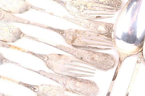 Lot 461 - A loose canteen of German silver flatware,...