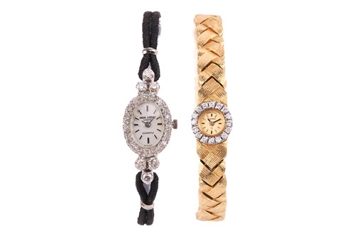 Lot 377 - An Andre Giroud diamond set watch and an 18ct...