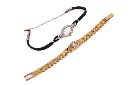 Lot 377 - An Andre Giroud diamond set watch and an 18ct...