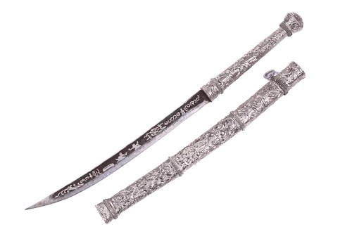 Lot 234 - A Thai white metal-mounted short sword with...