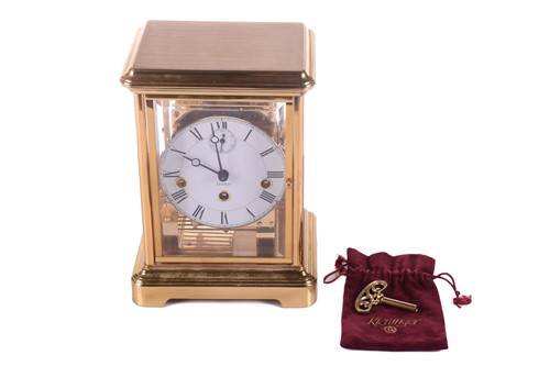 Lot 388 - A Kieninger 8-day four glass mantel clock,...