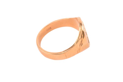 Lot 51 - A 22ct yellow gold signet ring, the oval ring...