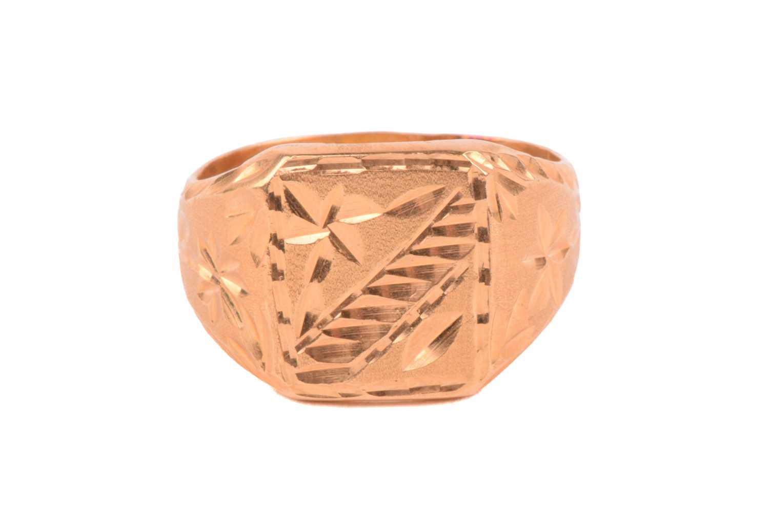 Lot 186 A Signet Ring Of Floral Design The lot-186-a-signet-ring-of-floral-design-the