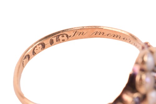 Lot 179 - A Victorian ruby and seed pearl mourning ring,...