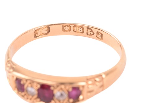 Lot 179 - A Victorian ruby and seed pearl mourning ring,...