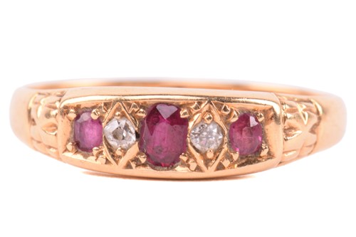 Lot 179 - A Victorian ruby and seed pearl mourning ring,...