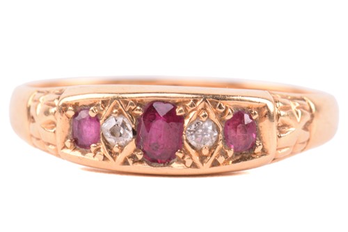 Lot 179 - A Victorian ruby and seed pearl mourning ring,...