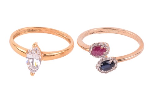 Lot 30 - A synthetic ruby, synthetic sapphire and...