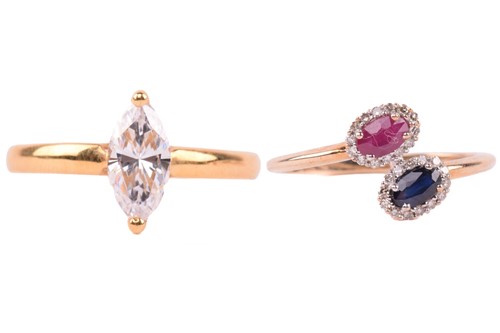 Lot 30 - A synthetic ruby, synthetic sapphire and...