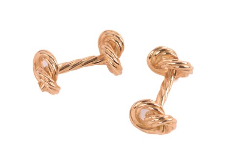Lot 7 - A pair of 'Marine knot' cufflinks, textured...