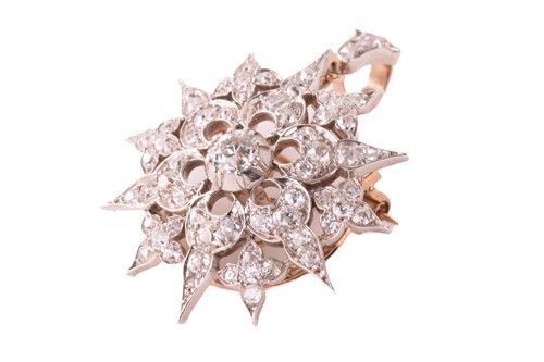 Lot 36 - A Victorian style diamond star brooch/pendant,...