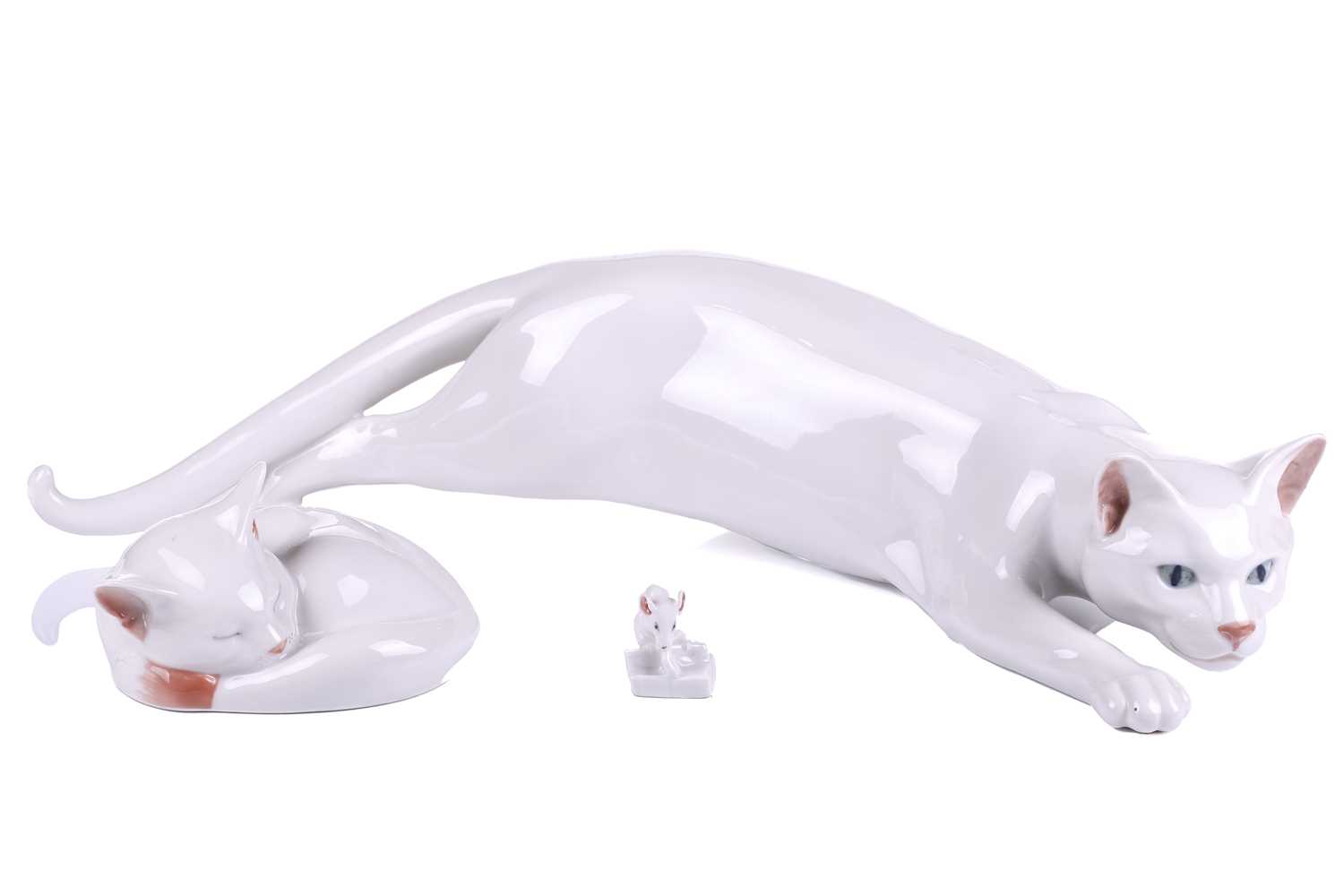 Lot 119 - A Royal Copenhagen large white ceramic cat,...