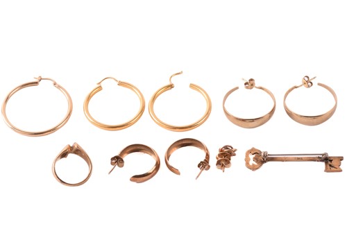 Lot 193 - A collection of three pairs of hoop earrings,...