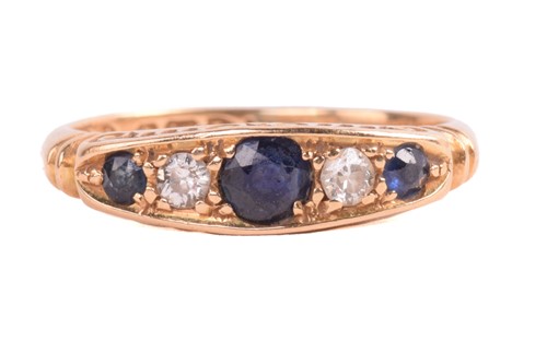 Lot 145 - A sapphire and diamond five stone ring, the...