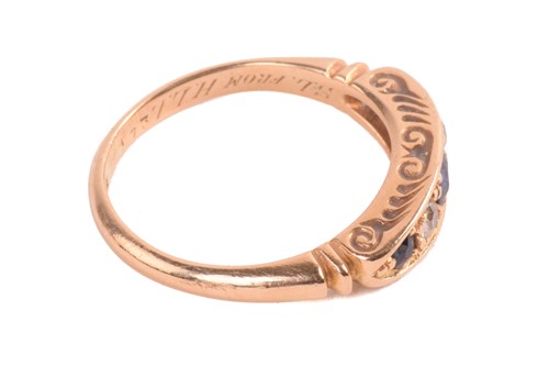 Lot 145 - A sapphire and diamond five stone ring, the...