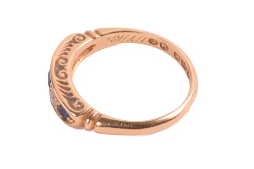 Lot 145 - A sapphire and diamond five stone ring, the...