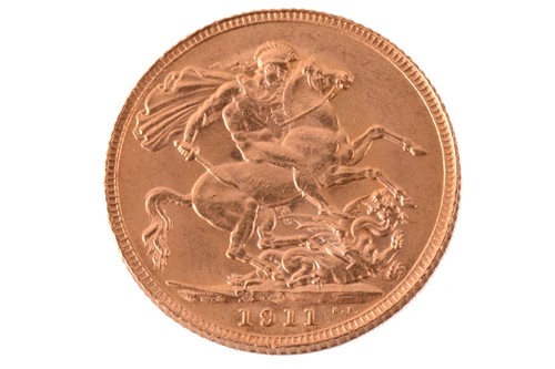 Lot 335 - A George V full sovereign 1911, obverse bare...