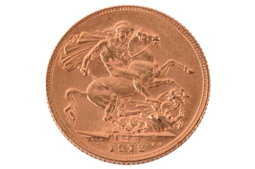 Lot 325 - A George V full sovereign 1912, obverse bare...