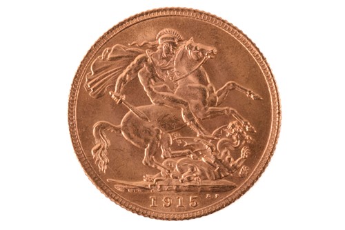 Lot 314 - A George V full sovereign 1915, obverse bare...