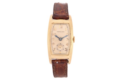 Lot 368 - A Hamilton W. Co curved case wristwatch,...