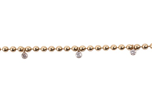 Lot 177 - A ball chain necklace with diamond charms,...