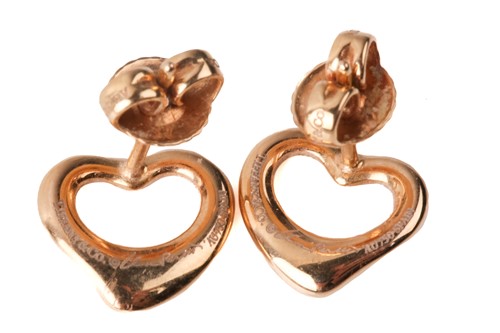 Lot 108 - Tiffany & Co. - a pair of open heart stud...