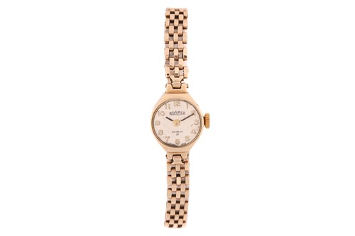 Lot 373 - A lady's 9 carat rose gold watch; the...