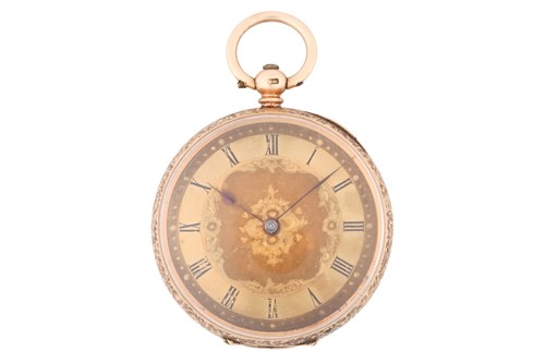 Lot 470 - An open-face fob pocket watch, featuring a key...