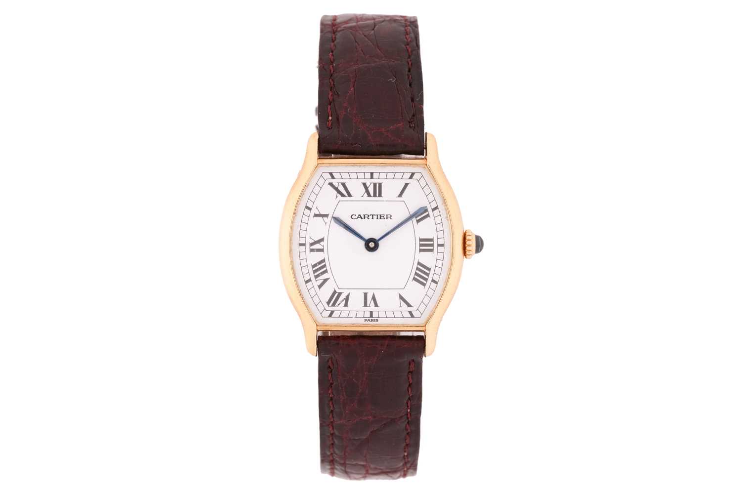 Lot 400 - Cartier. An 18 carat gold Tortue watch. The...