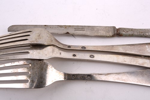 Lot 539 - A composite set of Danish white metal flatware,...
