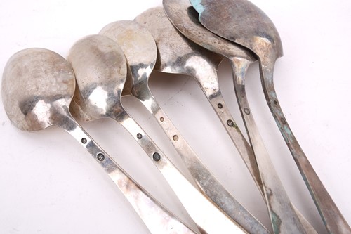 Lot 539 - A composite set of Danish white metal flatware,...