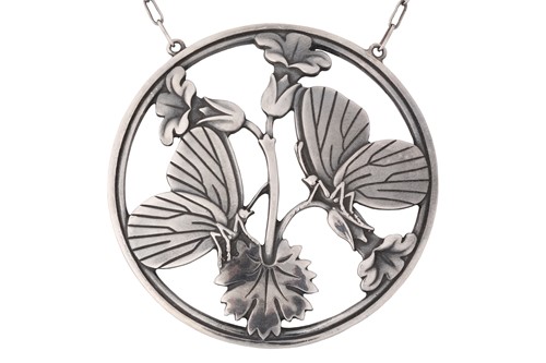 Lot 282 - Georg Jensen - a butterfly necklace, the round...
