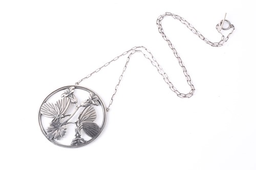 Lot 282 - Georg Jensen - a butterfly necklace, the round...