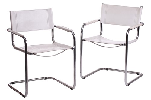 Lot 45 - A pair of mid-20th century chrome and white...