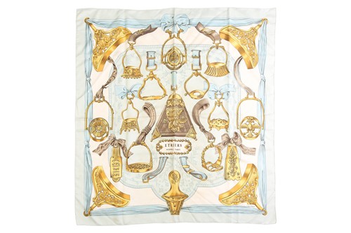 Lot 130 - Hermès - 'Étriers (stirrups)' silk square...