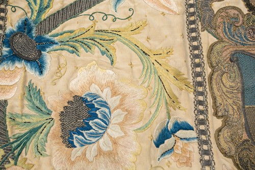 Lot 176 - An 18th-century silk and metal thread-worked...