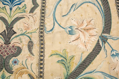 Lot 176 - An 18th-century silk and metal thread-worked...