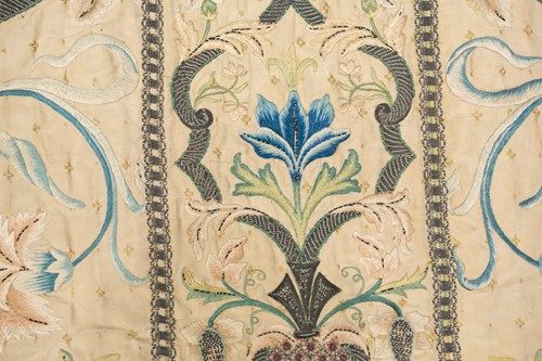 Lot 176 - An 18th-century silk and metal thread-worked...