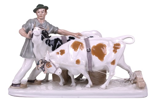 Lot 194 - A large Meissen porcelain figure group of a...