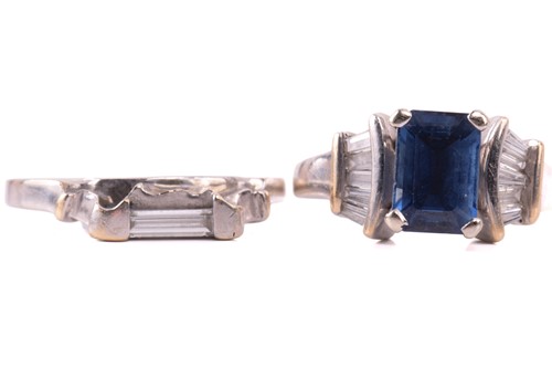 Lot 191 - A sapphire and diamond ring, set with a mixed...