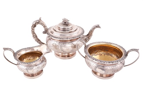 Lot 514 - A George IV silver three-piece tea service, by...