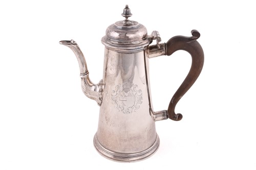 Lot 543 - A George II silver coffee pot, by John Eckford...