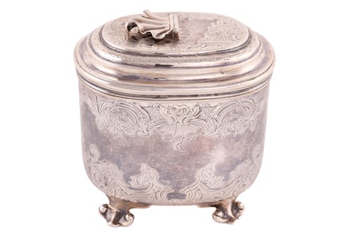 Lot 491 - A George II silver tea caddy, Elizabeth...