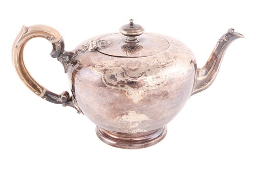 Lot 521 - A Victorian silver bullet teapot, Sheffield...