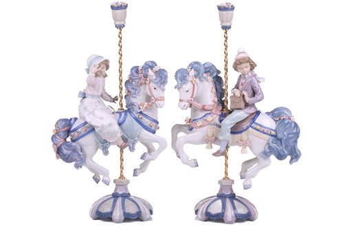 Lot 196 - A pair of Lladro porcelain "Carousel Charm"...