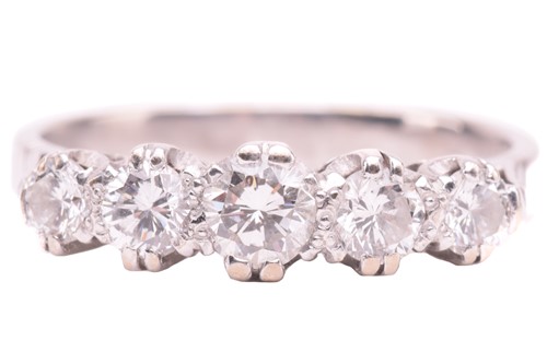 Lot 44 - A diamond five-stone ring, set with a...