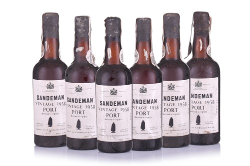 Lot 47 - Six half bottles of Sandeman Vintage 1958 Port,...