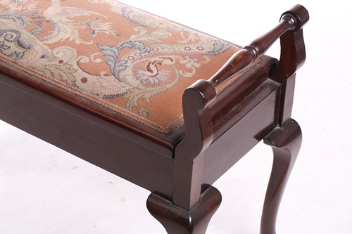 Lot 140 - A 1920s stained beech duet stool, the turned...